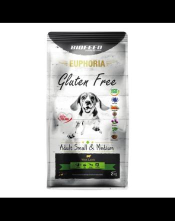 BIOFEED EUPHORIA Gluten Free Hrana fara gluten, caine talie mica si medie, cu miel 2 kg