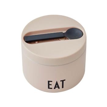 Cutie termos pentru gustare cu lingură Design Letters Eat, înălțime 9 cm, bej