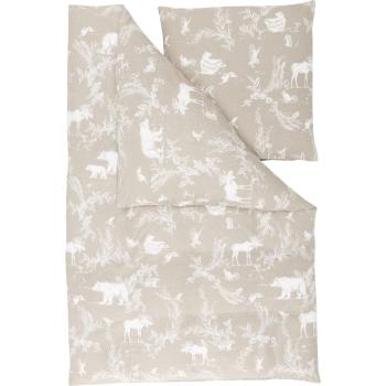 Lenjerie de pat din flanel Westwing Collection Animal Toile, 135 x 200 cm, bej