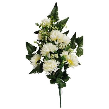 Buchet artificial Crizanteme, crem, înălțime 60 cm