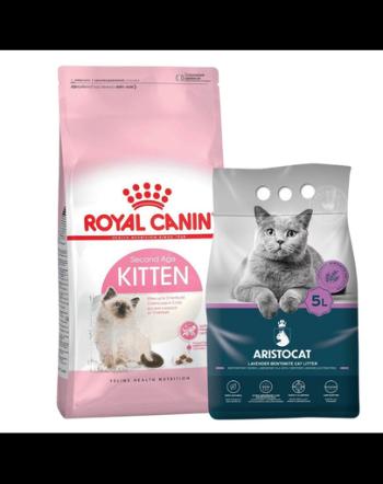 ROYAL CANIN Kitten hrana uscata pisica junior 10 kg + ARISTOCAT Nisip pentru litiera pisicilor, din bentonita cu lavanda 5 l GRATIS