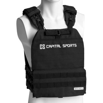 Capital Sports Battlevest 2.0, vestă cu greutăți, 2 x 2 greutăți 2,6 și 4,0 kg, neagră