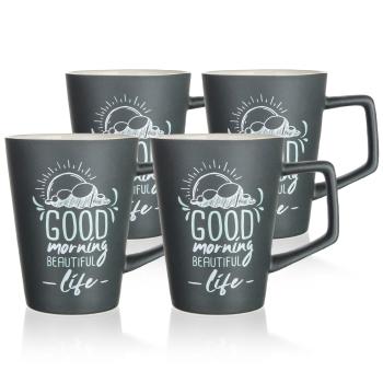 Set de 4 căni din ceramică Banquet CAFFEE GOOD MORNING, 450 ml