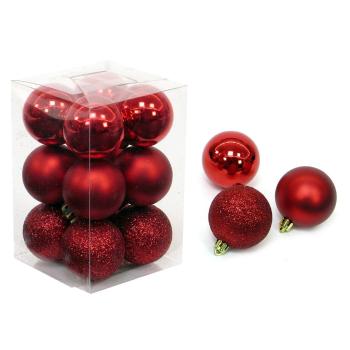 Set 12 decorațiuni de Crăciun Unimasa Navidad, roșu