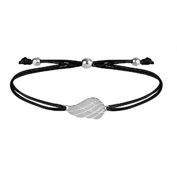 Troli Corded Bracelet cu Angel Wing Negru / Oțel