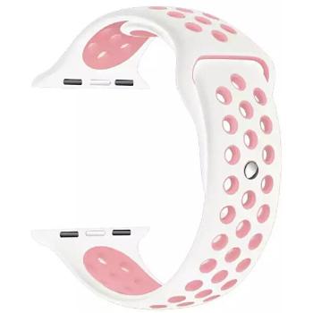 4wrist Curea de silicon pentru Apple Watch - Alb / Pink38/40 mm