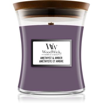 Woodwick Amethyst & Amber lumânare parfumată 275 g