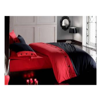 Lenjerie de pat cu cearșaf din bumbac satinat pentru pat dubluPremium, 200 x 220 cm