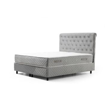 Pat boxspring gri deschis cu spațiu de depozitare 140x200 cm Sonata – Kalune Design