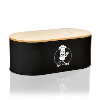 Klarstein Rök, cutie pentru pâine, metal, capac din bambus, 33,5 × 13 × 18 cm (L x Î x l), ovală