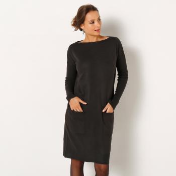 Rochie tricot cu buzunare - negru - Mărimea 42/44