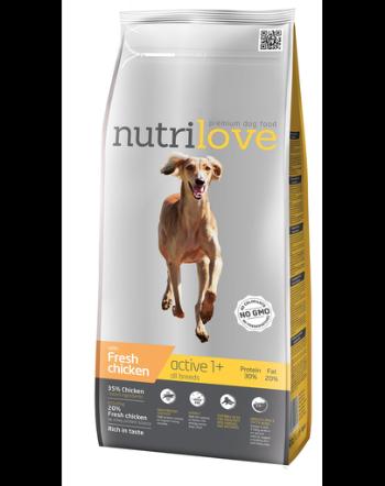 NUTRILOVE Premium hrana uscata pentru caini activi, cu pui proaspat 3 kg