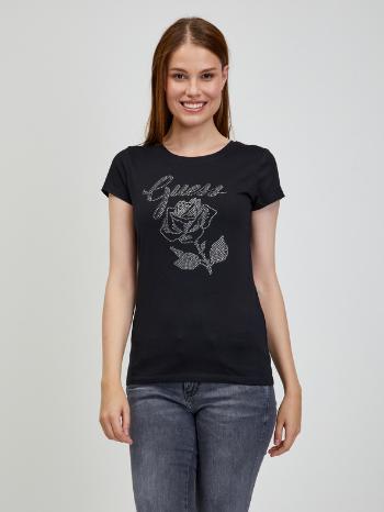 Guess Rose Tricou Negru