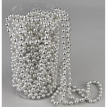 Ghirlanda de Crăciun, din perle, argintiu, 15 m