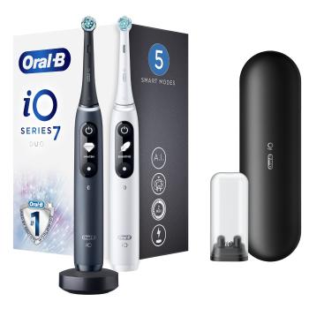 Oral B Periuță de dinți electrică iO7 Series Duo Pack Black Onyx/White Extra Handle 2 buc