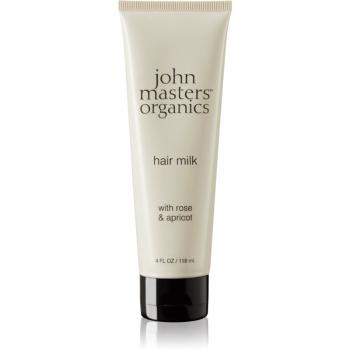 John Masters Organics Rose & Apricot lapte pentru par ce nu necesita clatire pentru varfuri deteriorate 118 ml