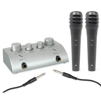Skytec Mini set karaoke cu 2 canale și 2 microfoane