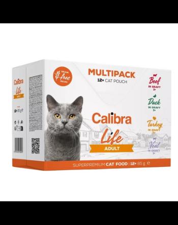 CALIBRA Cat Life Pouch Adult Multipack in gravy 12x85 g plicuri in sos pentru pisici, 4 arome