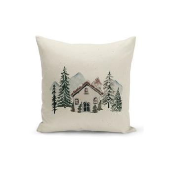 Față de pernă decorativă cu model de Crăciun Kate Louise Christmas Noel, 43 x 43 cm, bej