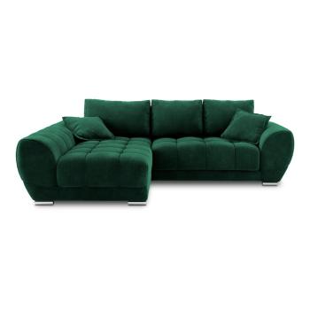 Colțar extensibil cu tapițerie de catifea și șezlong pe partea stângă Windsor & Co Sofas Nuage, verde smarald