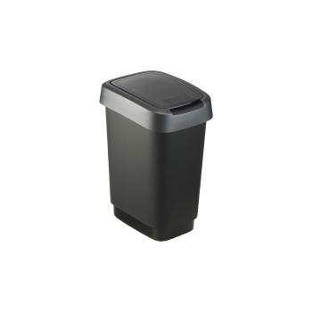 Coș de gunoi din plastic reciclat, argintiu-negru 10 l Twist - Rotho