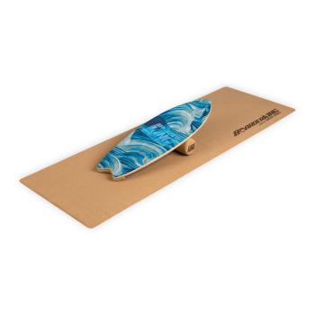 BoarderKING Indoorboard Wave, placă pentru echilibru, covor, cilindru, lemn / plută