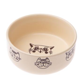 Vas ceramic pentru pisici 300 ml, bej, 12 x 4,8 cm