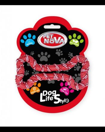 PET NOVA DOG LIFE STYLE Coarda sub forma de os pentru caine 20 cm, rosu, aroma de menta