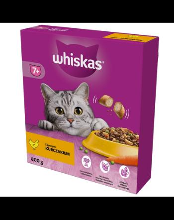 WHISKAS Senior Hrana uscata cu pui delicios 5x800g pisici