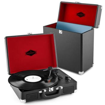 Auna Peggy SUE RECORD COLLECTOR, negru, set de gramofon, Retro Gramofon + valiză pentru discuri