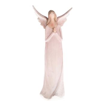 Statuetă decorativă Dakls Praying Angel, înălțime 14,5 cm, roz