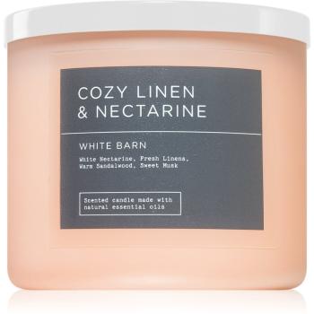 Bath & Body Works Cozy Linen & Nectarine lumânare parfumată 411 g