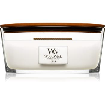 Woodwick Linen lumânare parfumată  cu fitil din lemn (hearthwick) 453.6 g