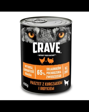 CRAVE Hrana umeda pentru caini, pate de pui si curcan 400g