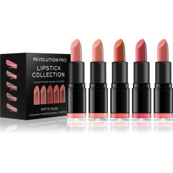 Revolution PRO Lipstick Collection set de rujuri 5 bucati culoare Matte Nude 5 buc