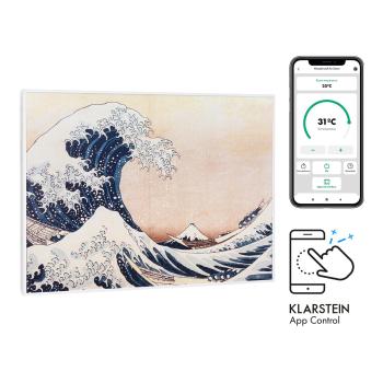Klarstein Wonderwall Air Art Smart, încălzitor cu infraroșu, 80 x 60 cm, 500 W, aplicație, valuri albastre 