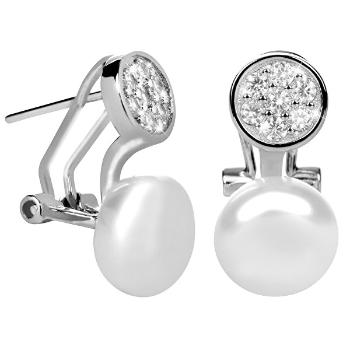 JwL Luxury Pearls Cercei de argint cu perla dreapta si zirconi JL0393