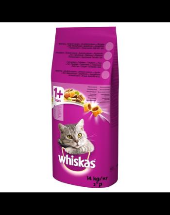 WHISKAS Adult 14kg cu vita si legume + hrana umeda 24x400g