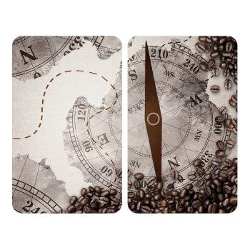 Set 2 protecții din sticlă pentru aragaz Wenko Compass, 52 x 30 cm