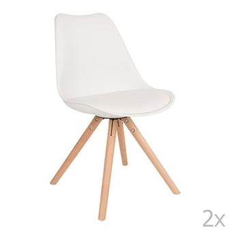 Set 2 scaune cu picioare din lemn de fag White Label Tryck, alb