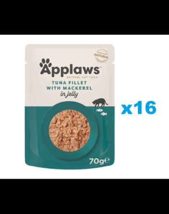 APPLAWS Cat Adult Pouch Tuna with Mackerel in Jelly Set plicuri pisica, cu ton si macrou in aspic 16x70 g