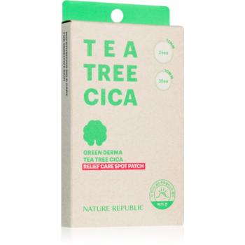 NATURE REPUBLIC Green Derma Tea Tree Cica Relief Care Spot Patch servetele demachiante impotriva acneei 60 buc