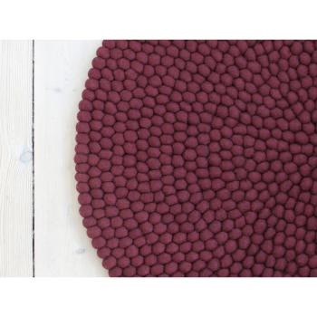 Covor cu bile din lână Wooldot Ball Rugs, ⌀ 120 cm, vișiniu închis