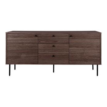 Comodă maro închis joasă cu aspect de lemn de stejar 150x74 cm Kyoto – House Nordic