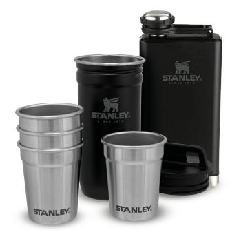 Set sticlă și pahare de tărie negru 6 buc. din oțel inoxidabil 250 ml – Stanley