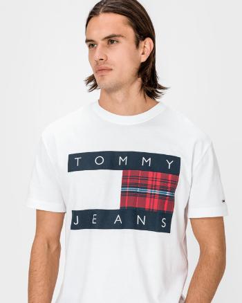 Tommy Jeans Plaid Centre Flag Tricou Alb