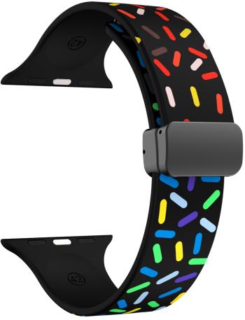 4wrist Curea din silicon cu motiv colorat pentru Apple Watch 38/40/41 mm - Negru