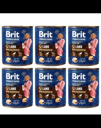 BRIT Premium by Nature Lamb and Buckwheat 6x800 g mancare umeda caine, miel si hrisca