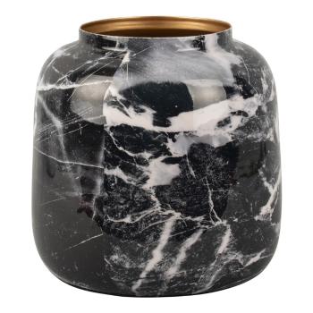 Vază din fier PT LIVING Marble, înălțime 12,5 cm, alb-negru