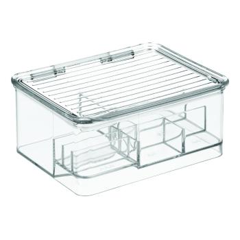 Organizator transparent compartimentat cu capac iDesign Linus, 17 x 14 cm